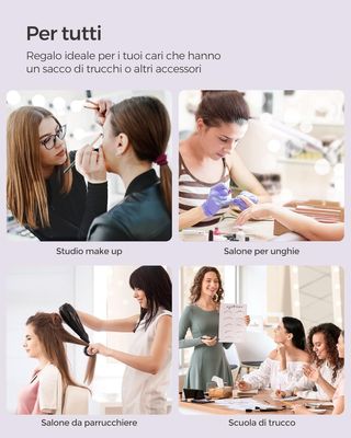 Carro para Cosméticos, Maleta Porta Maquillaje, Carro de Maquillaje, 2 Cajones, Grande, Ruedas Giratorias a 360°, Neceser de Viaje, para Maquilladores, Idea de Regalo