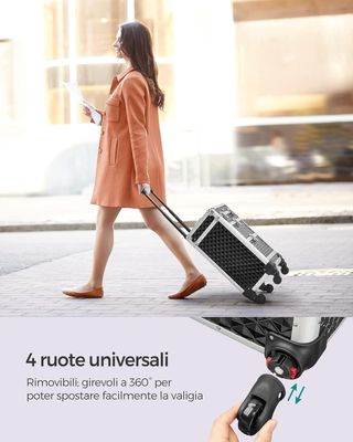 Carro para Cosméticos, Maleta Porta Maquillaje, Carro de Maquillaje, 2 Cajones, Grande, Ruedas Giratorias a 360°, Neceser de Viaje, para Maquilladores, Idea de Regalo