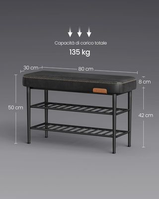EKHO Colección - Banco Zapatero, Banco de Entrada y Dormitorio, Tapizado en PU con Costuras, Moderno de Mediados de Siglo, Capacidad 135 Kg, 30 X 80 X 50 Cm, Verde Bosque LSB054C01