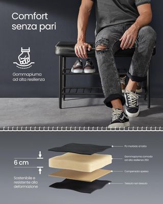 EKHO Colección - Banco Zapatero, Banco de Entrada y Dormitorio, Tapizado en PU con Costuras, Moderno de Mediados de Siglo, Capacidad 135 Kg, 30 X 80 X 50 Cm, Verde Bosque LSB054C01