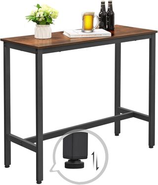 Mesa De Bar Rectangular Estrecha, Mesa De Cocina, Mesa De Comedor Alta, Robusto Marco De Metal, 100 X 40 X 90 Cm, Fácil De Montar, Marrón Vintage Y Negro LBT10X