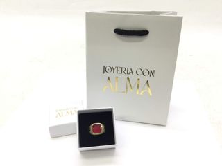 sello oro 18k con piedra con circonita