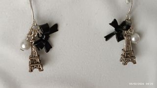 Orecchini Torre Eiffel fiocco e perla