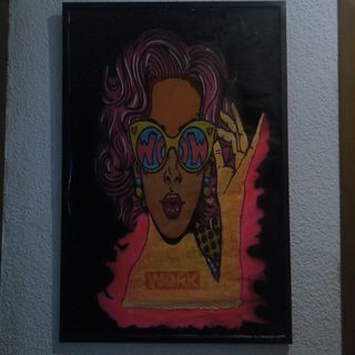 Cuadro Pop Art Mujer Gafas WOW