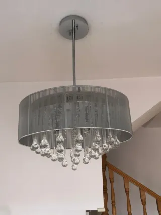 Lámpara colgante gris con cristales