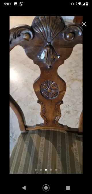 Seis sillas de Comedor Madera y Tela