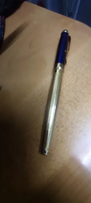 Bolígrafo vintage azul y dorado