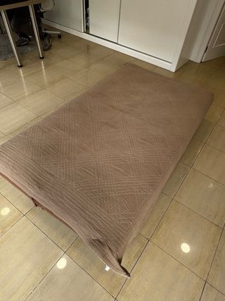 Sofá Cama Plegable Marrón Tela + funda decorativa