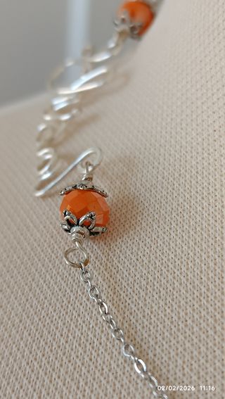 Collana con nome Elisa e perle arancioni