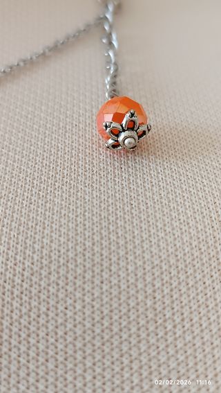 Collana con nome Elisa e perle arancioni