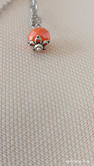 Collana con nome Elisa e perle arancioni