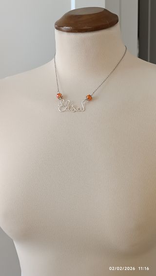 Collana con nome Elisa e perle arancioni