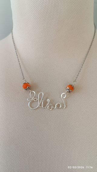 Collana con nome Elisa e perle arancioni