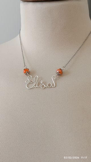 Collana con nome Elisa e perle arancioni