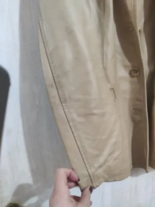 Giacca in vera pelle vintage beige