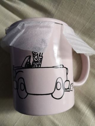 Taza Contigo al fin del mundo, de color rosa