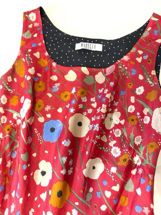 Abito Marella seta rosso fantasia floreale