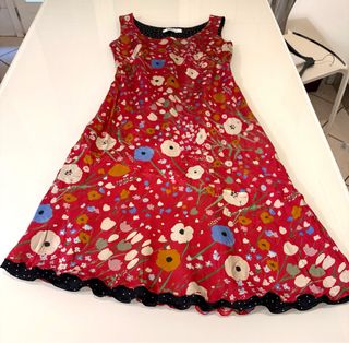 Abito Marella seta rosso fantasia floreale