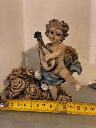 Statuina vintage angelo con mandolino