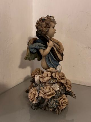 Statuina vintage angelo con mandolino
