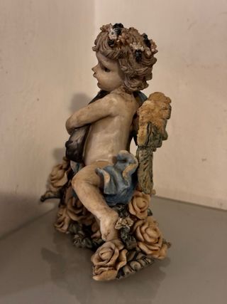 Statuina vintage angelo con mandolino