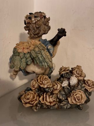 Statuina vintage angelo con mandolino
