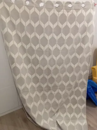 Cortinas Salón/Ventanal Beige y Gris