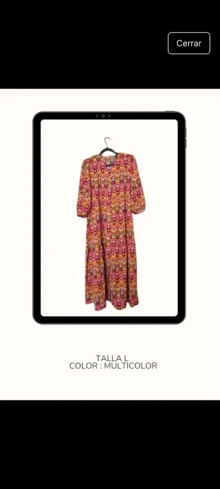 Vestido Largo Estampado Talla L