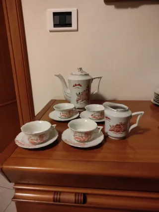 Set Tazzine Caffè Porcellana Rosso Bianco