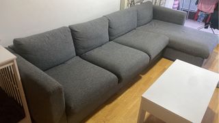 SOFA CHAISELONGUE GRIS 4 PLAZAS 320cm