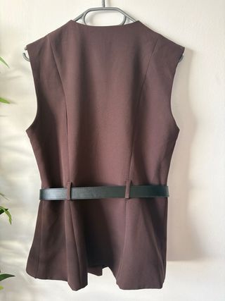 Conjunto Chaleco y Falda-Pantalón Marrón T.38