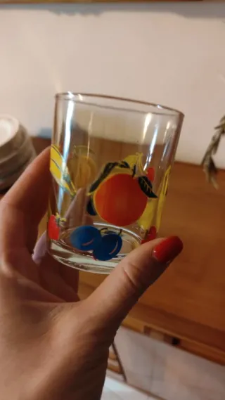 Caraffa e 6 Bicchieri Frutta Vetro