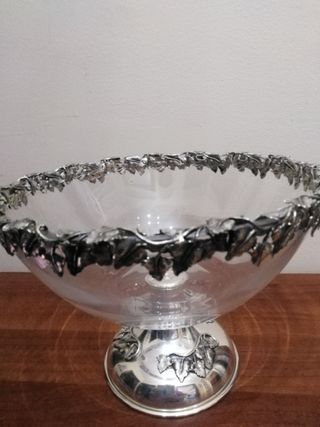 Porta frutta in argento e vetro