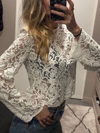 Top encaje Zara blanco nuevo