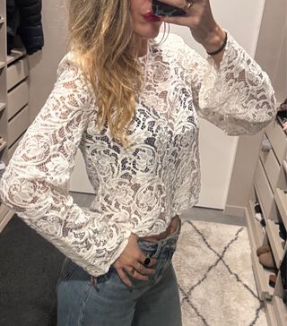 Top encaje Zara blanco nuevo