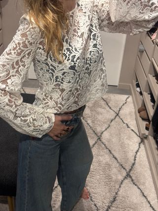 Top encaje Zara blanco nuevo