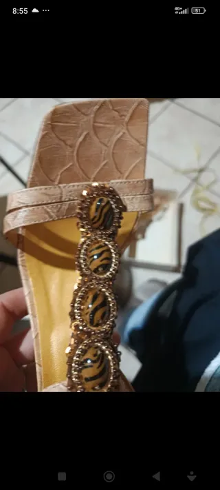 Sandali donna pelle cuoio beige oro 37