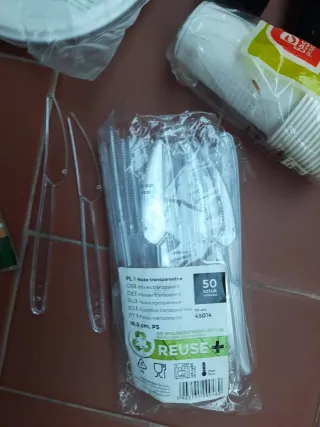 Pack Menaje Picnic Platos Vasos Cuchillos Plástico