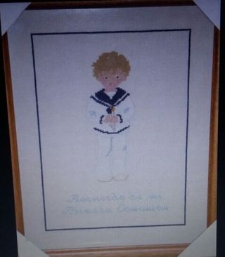 Cuadro Punto de Cruz Comunión Niño