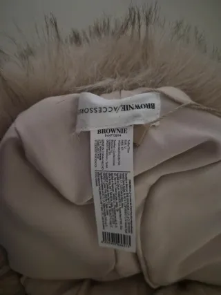 Gorro de pelo mujer beige y gris