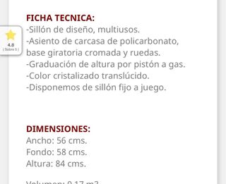 Silla de escritorio transparente con ruedas