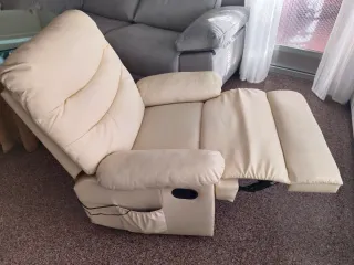 Sillón relax piel beige