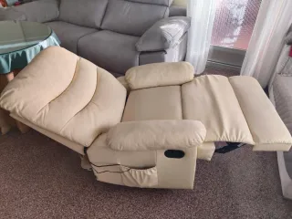 Sillón relax piel beige