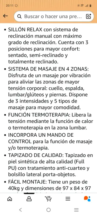 Sillón relax piel beige