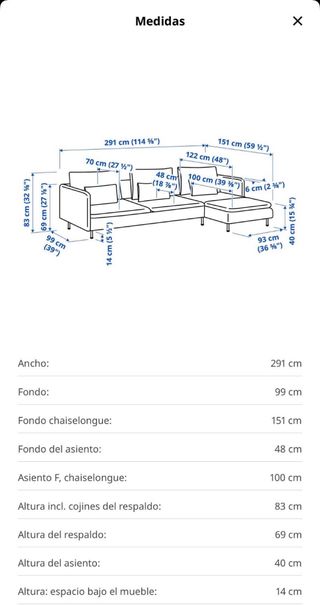 Sofá 4 plazas chaiselongue SODERHAMN