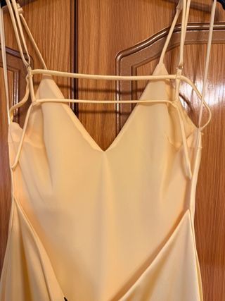 Vestido Zara Satén Amarillo Espalda Descubierta M
