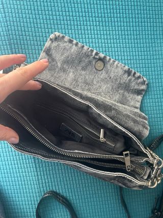 Bolso Zara Gris Denim Cadena