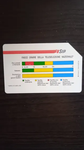 Carta Telefonica SIP Fasce Orarie