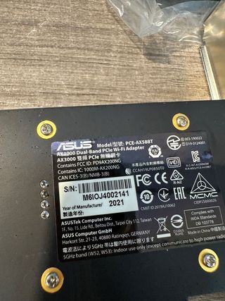 ASUS WiFi6 AX3000 + BT 5.0 PCI-e Tarjeta