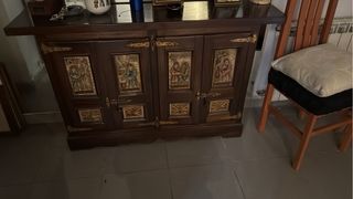Mueble recibidor antiguo madera y metal